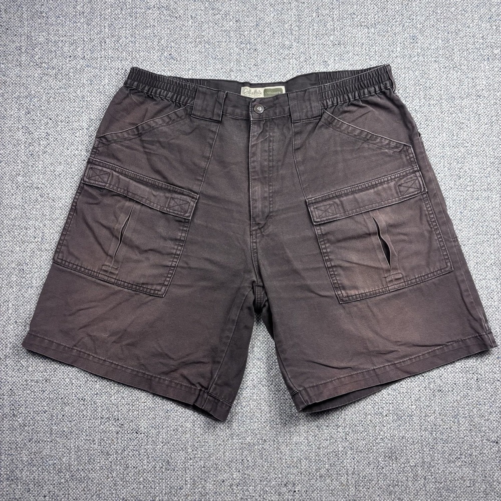 Cabela's Cargo Shorts Mens 38 Green Elastic Waist Canvas Outdoor Hiking